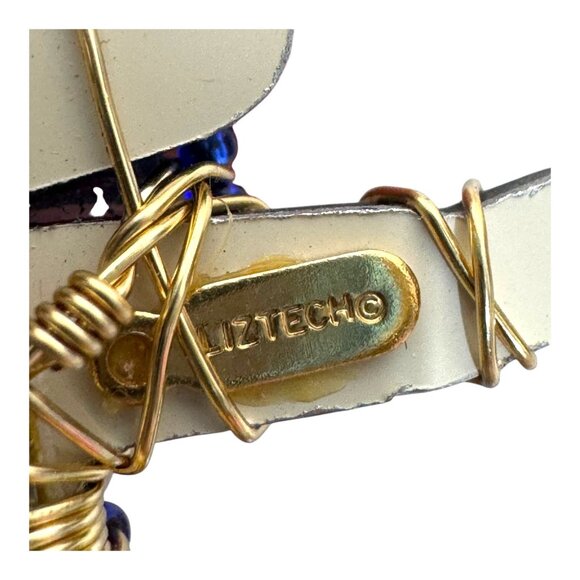 Liztech 05 Wire Wrapped Ballet Ballerina Dancer Brooch Heart & Blue GemStones - Picture 4 of 6